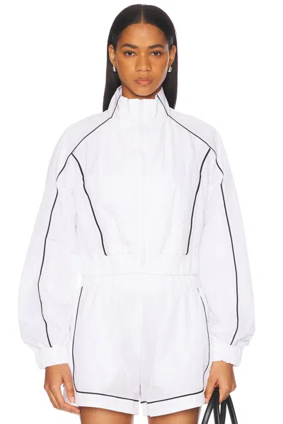 Alo Yoga Motivate Full Zip Track Jacket In White & Black