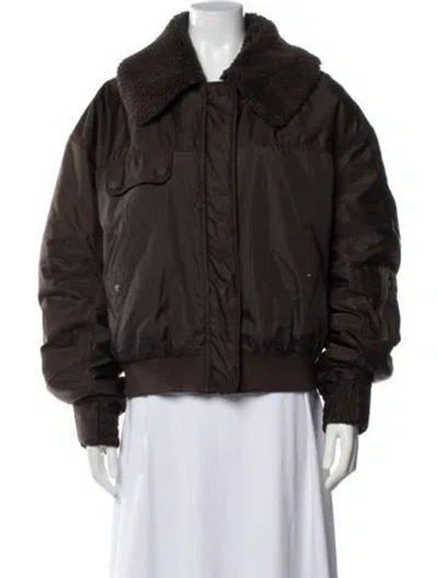Pre-owned Alo Yoga Nylon Bomber Jacket In Brown