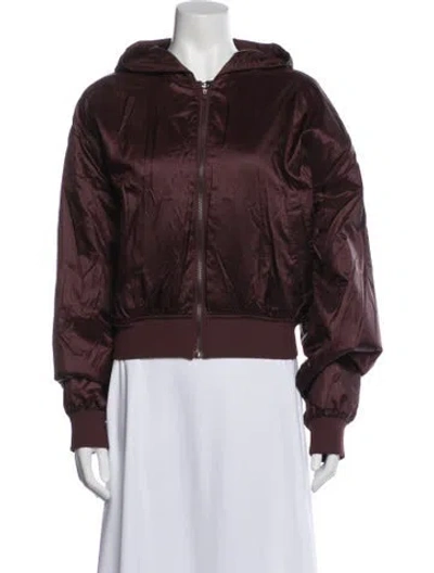 Pre-owned Alo Yoga Nylon Bomber Jacket In Burgundy