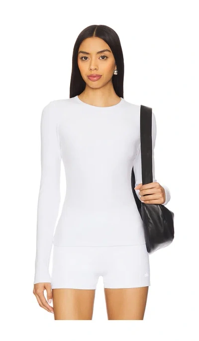 Alo Yoga Ribbed Modal Long Sleeve Top In White