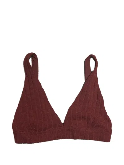 Alo Yoga Ribbed-knit Sports Bra In Brown