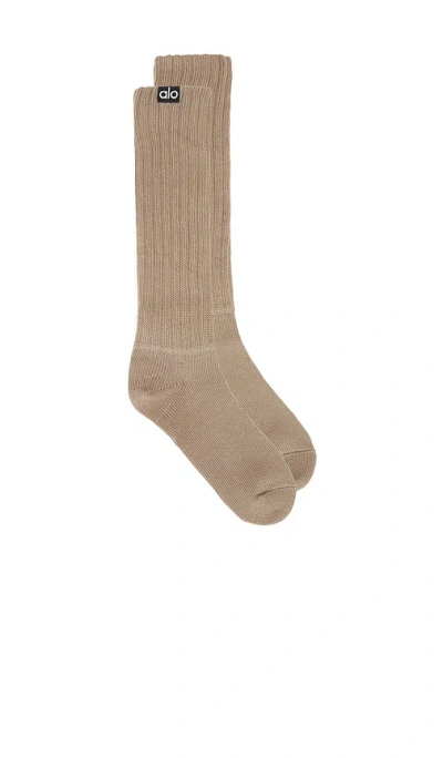 Alo Yoga Scrunch Sock In Tan