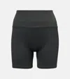 Alo Yoga Seamless Ribbed Favorite Biker Shorts In Green