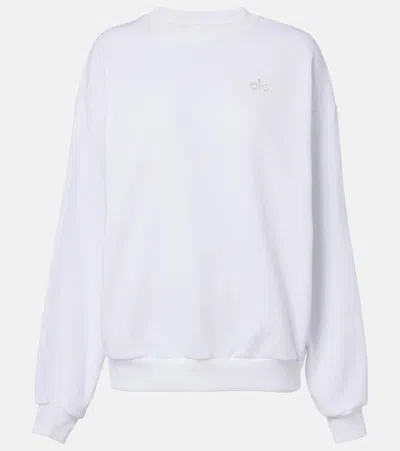 Alo Yoga Sweatshirt Accolade Aus Einem Baumwollgemisch In Weiss