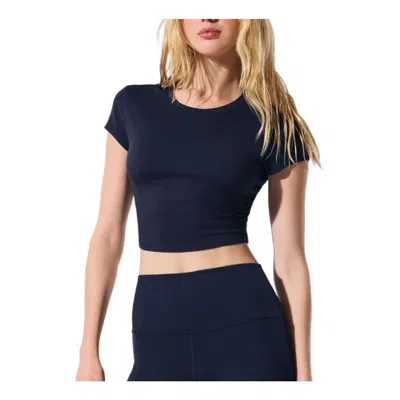 Alo Yoga (wmns) Alo Alosoft Crop Finesse T-shirt 'navy' In Blue
