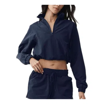 Alo Yoga (wmns) Alo Cropped 1/4 Zip Alumni Pullover 'navy' In Blue