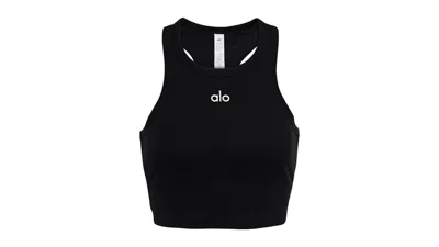Pre-owned Alo Yoga Women's  Aspire Cropped Cottonblend Tank Top In Black/white In Multi