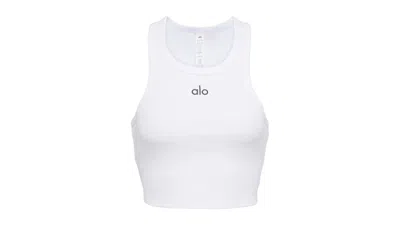 Pre-owned Alo Yoga Women's  Aspire Cropped Cottonblend Tank Top In White/black In Multi