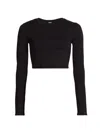Alo Yoga Women's Alosoft Crop Finesse Long-sleeve Blouse In Black