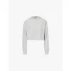 Alo Yoga Womens Athletic Heather Grey Muse Cropped Stretch-jersey Hoody