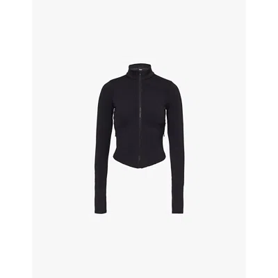 Alo Yoga Womens Black Airbrush Corset High-neck Stretch-jersey Jacket