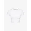 Alo Yoga Womens White Alosoft Finesse Round-neck Stretch-woven T-shirt