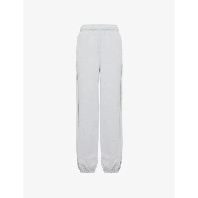 Alo Yoga Womens Accolade 3d-logo Straight-leg Cotton-blend Jersey Jogging Bottoms Athletic Heather Grey