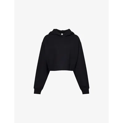 Alo Yoga Womens Black Bae Oversized Cotton-blend Jersey Hoody Xs