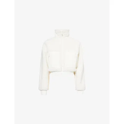Alo Yoga Womens Edge Bomber Boxy-fit Faux-sherpa Jacket Ivory Xs