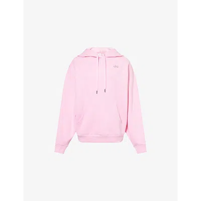 Alo Yoga Womens Sweet Pink Accolade Kangaroo-pocket Cotton-blend Hoody In Sweet Pink