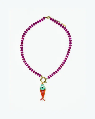 Aloft Women's Pink Candy Bead Necklace - Beaded Fish