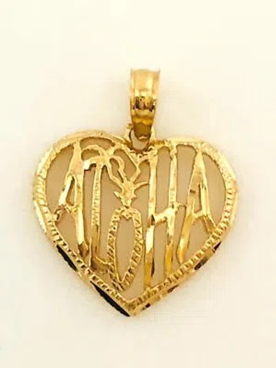 Pre-owned Aloha 14k Solid Yellow Gold Hawaiian Pineapple  Heart Pendant. C552-10 In Burly Wood