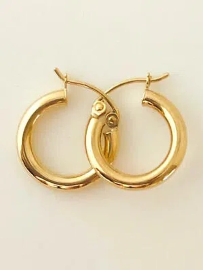 Pre-owned Aloha 14k Solid Yellow Gold Hoop Earring. 3 Mm X 20 Mm E7320-50