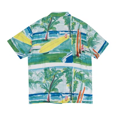 Aloha Blossom Filipe Surfboard Green Button-down Shirt