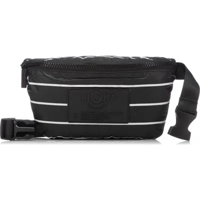 Aloha Collection Belt Bag In White On Black