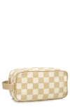 Aloha Collection Checkmate Dopp Kit Toiletry Bag In Creme/ Dune