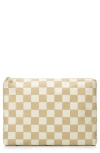 Aloha Collection Checkmate Medium Water Resistant Tyvek® Zip Pouch In Creme/ Dune