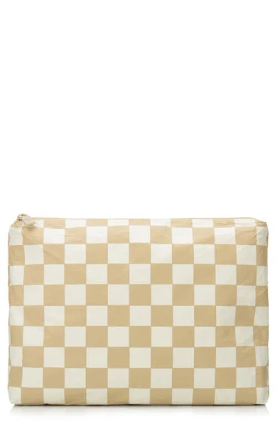 Aloha Collection Checkmate Medium Water Resistant Tyvek® Zip Pouch In Creme/ Dune