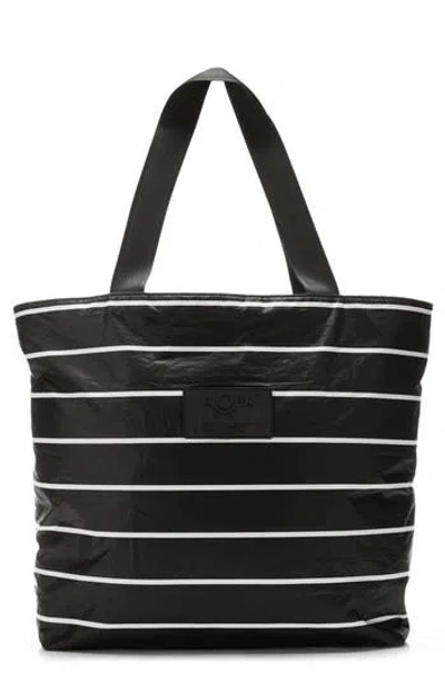 Aloha Collection Day Tripper Pinstripe Water Resistant Tyvek® Tote In Black