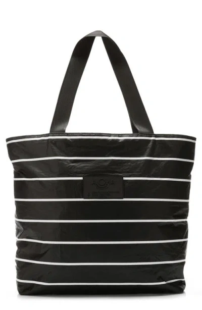 Aloha Collection Day Tripper Pinstripe Water Resistant Tyvek® Tote In White/black
