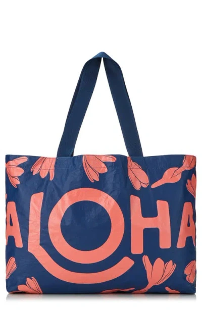 Aloha Collection Heipua Holo Holo Reversible Water Resistant Tyvek® Tote In Blue