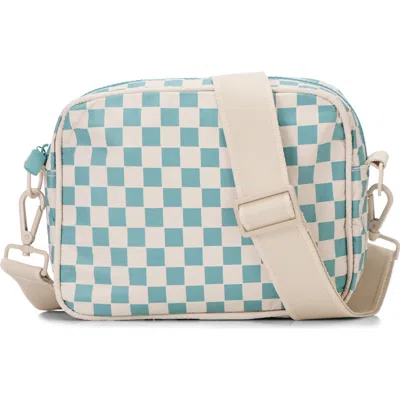 Aloha Collection Le Tour Petite Check Water Resistant Tyvek® Crossbody Bag In Tide/sandstone