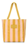 Aloha Collection Market Stripe Reversible Water Resistant Tyvek® Tote In Gold