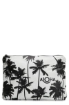 Aloha Collection Mid Coco Palms Water Resistant Tyvek® Zip Pouch In Black/white