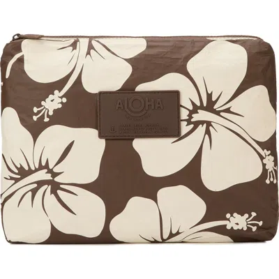 Aloha Collection Mid Hana Hou Water Resistant Zip Pouch In Brown
