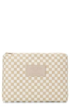 Aloha Collection Mid Petite Check Water Resistant Tyvek® Zip Pouch In Neutral