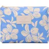 Aloha Collection Mid Plumeria Sream Water Resistant Zip Pouch In Blue