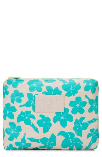 Aloha Collection Mid Puakenikeni Water Resistant Tyvek® Zip Pouch In Blue