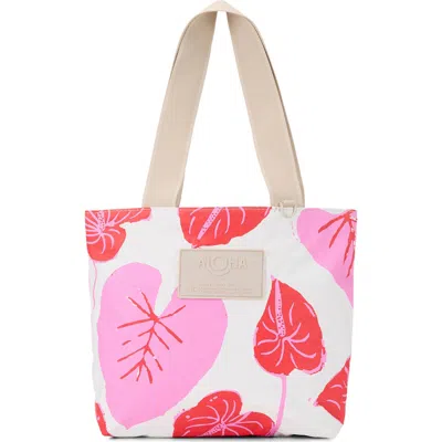 Aloha Collection Mini Day Tripper Anthurium Water Resistant Tote In Pink
