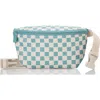 Aloha Collection Mini Petite Check Water Resistant Tyvek® Belt Bag In Tide/sandstone