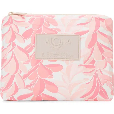 Aloha Collection Small Lei Stand Water Resistant Tyvek® Zip Pouch In Pink