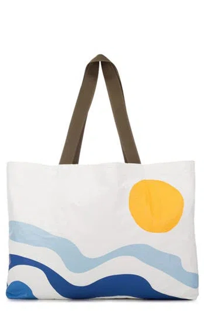 Aloha Collection Soleil Holo Holo Reversible Splash Proof Tote In Yellow