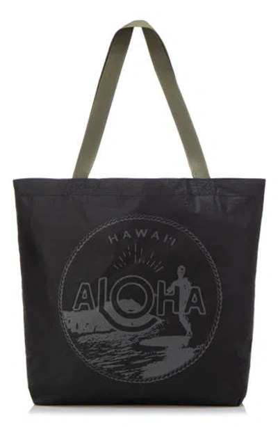 Aloha Collection Waikiki Seal Reversible Tote Bag In Black