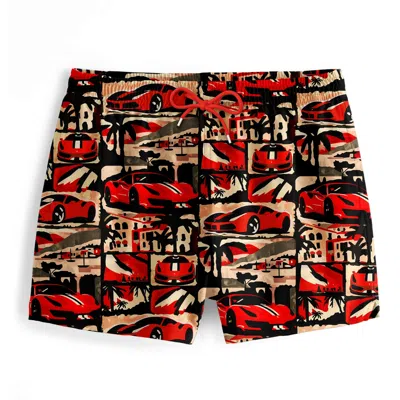 Aloha From Deer Men's Red / Black Rosso Corsa Swimming Shorts In Red/black