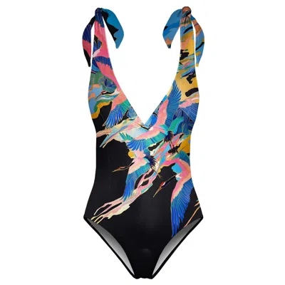 Aloha From Deer Women's Black / Blue / Pink Celestial Flight One Piece Swimsuit