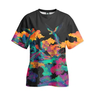 Aloha From Deer Women's Black / Blue / Yellow Asian Parrots Oversize Tshirt In Multi