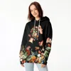 Aloha From Deer Women's Black / Brown Bouqet Face Oversize Hoodie In Multi