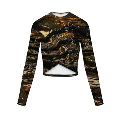 Aloha From Deer Women's Black / Brown Golden Glass Longsleeve Top In Black/brown