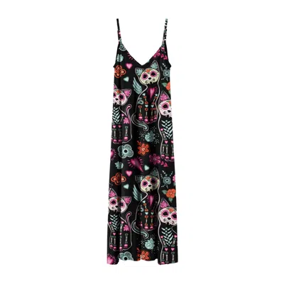 Aloha From Deer Women's Black Cat Skeleton Maxi Dress