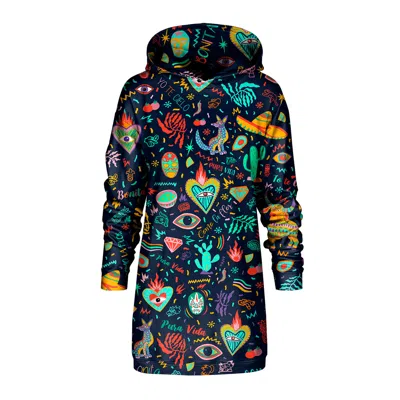 Aloha From Deer Women's Black Colorful Mexico Oversize Hoodie Dress